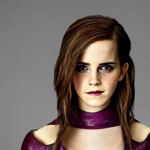 Image similar to Emma Watson modeling as Raven from X-men from Zelda, (EOS 5DS R, ISO100, f/8, 1/125, 84mm, postprocessed, crisp face, facial features)