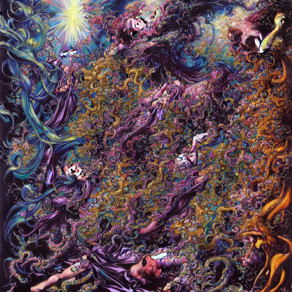 Prompt: realistic detailed image of iridescent holographic multicolored creatures breaking out of facility by ayami kojima, amano, karol bak, greg hildebrandt, and mark brooks, neo - gothic, gothic, rich deep colors. beksinski painting, part by adrian ghenie and gerhard richter. art by takato yamamoto. masterpiece
