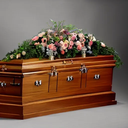 Prompt: elaborate coffin display