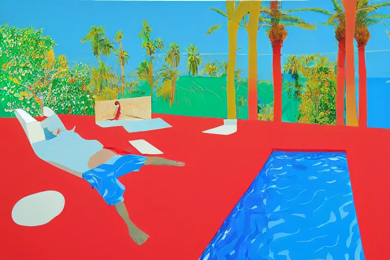 Image similar to david hockney A Bigger Splash (1967) painting