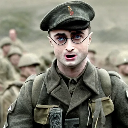 Prompt: Daniel Radcliffe starring in Saving Private Ryan