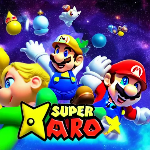Prompt: Super Mario Galaxy 3 logo