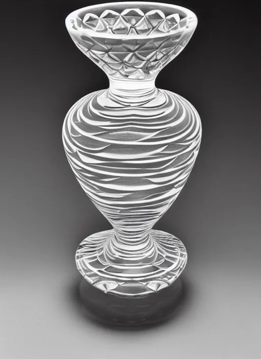 Prompt: Vase in the shape of impossible geometry by Escher, designed by Rene Lalique