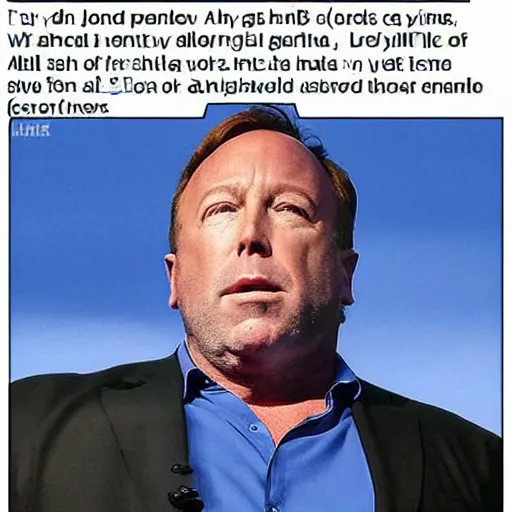 Prompt: Alex Jones floating peacefully above all his problems