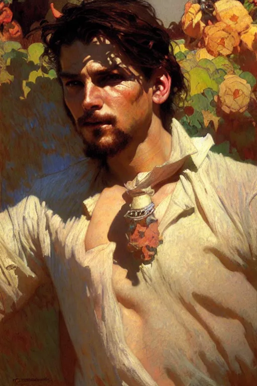 Image similar to attractive man, painting by gaston bussiere, craig mullins, greg rutkowski, alphonse mucha