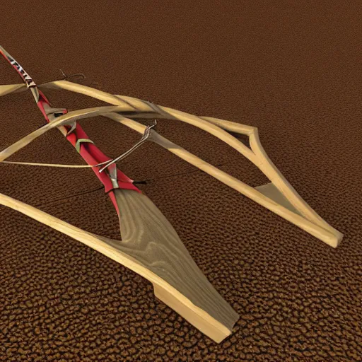 Image similar to complex 3 d model of a medieval bow and arrow