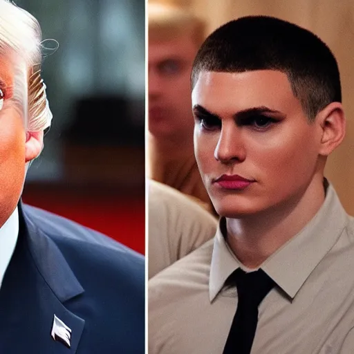 Image similar to michael scofield disguised as donald trump