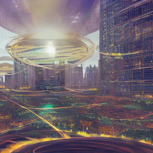 Image similar to a solarpunk domed city, digital art