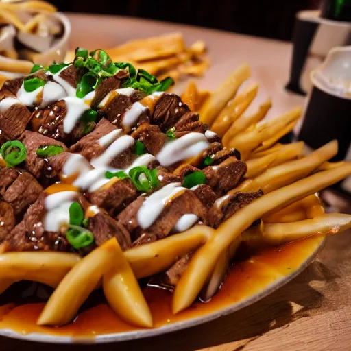 Prompt: maki poutine, quebec speciality dish, restaurant menu photo, 4 k, super realistic food picture