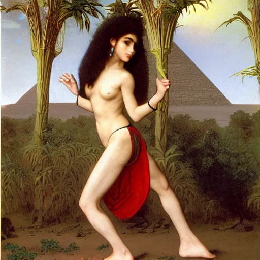 Image similar to sonic the hedge as young egyptian girl, full body, white loincloth, symetrical, grey background, intricate, sharp focus, illustration, orientalism, bouguereau, rutkowski, jurgens, ernst haeckel