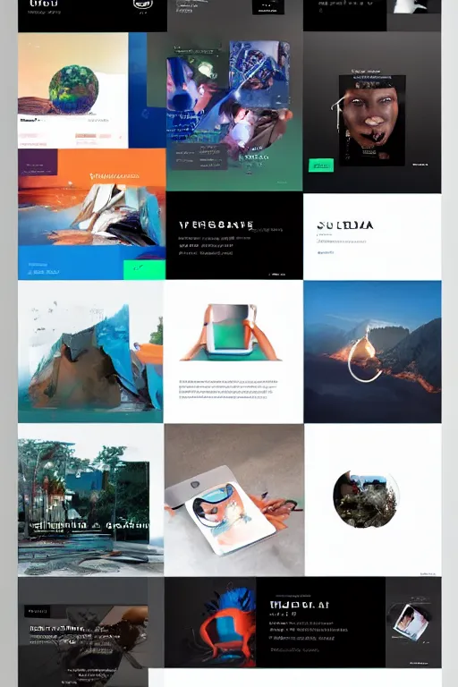 Image similar to website layout for digital artist, clean modern colorful ui