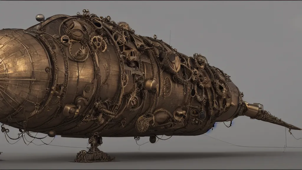 Image similar to steampunk tardigrade airship, high detail, octane render, 8k