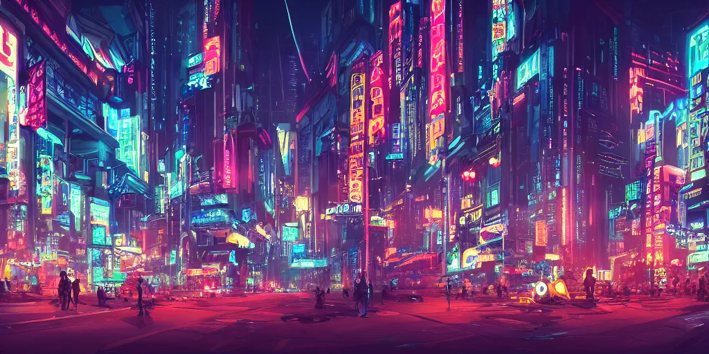 Image similar to a beautiful scene of a sprawling cyberpunk city at midnight, neon signs, concept art, studio ghibli, style of makoto shinkai and alphonse mucha, 4 k wallpaper