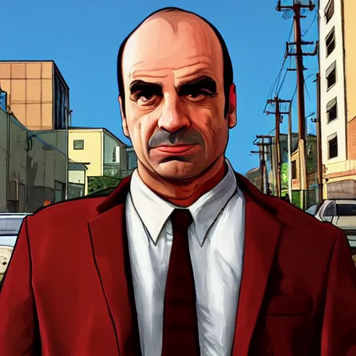 Image similar to Lalo Salamanca from Better Call Saul as a GTA character portrait, Grand Theft Auto, GTA cover art