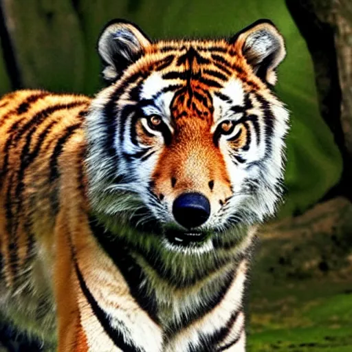 Image similar to half wolf, half tiger