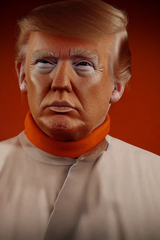 Prompt: orange portrait photograph of donald trump in orange stripe prison clothes, octane render, photorealistic, 4 k,