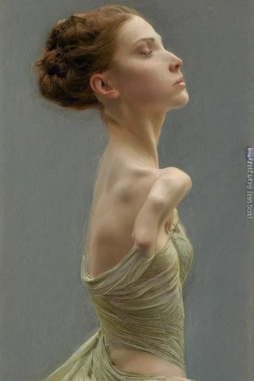 Prompt: portrait of a gorgeous graceful irish prima ballerina, by donato giancola and berthold woltze.