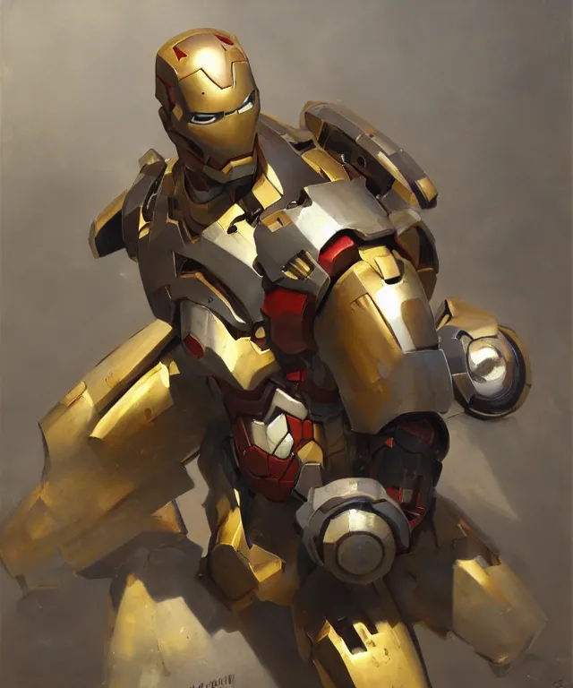 Image similar to greg manchess portrait painting of invisible armored ironman as overwatch character, medium shot, asymmetrical, profile picture, organic painting, sunny day, matte painting, bold shapes, hard edges, street art, trending on artstation, by huang guangjian, gil elvgren, ruan jia, greg rutkowski, gaston bussiere