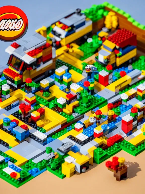 Image similar to miniature isometric lego diorama of epic fruits factory