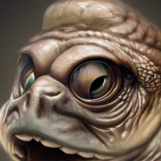 Prompt: zoomed in portrait of a hyper realistic mitch mcconnell as an anthropomorphic turtle, painted by greg rutkowski, artgerm, beautiful lighting, masterpiece, epic, 4 k