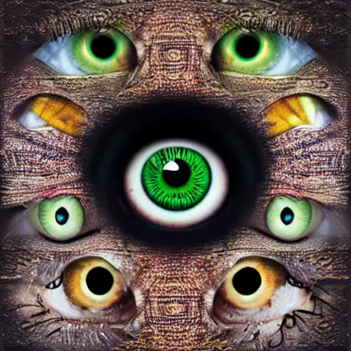 Image similar to a collage of eyes, animated, sharp focus, the all-seeing eye