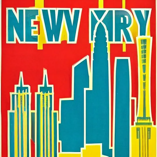 Prompt: “Mid Century Modern poster of the New York City skyline, vivid, colorful”