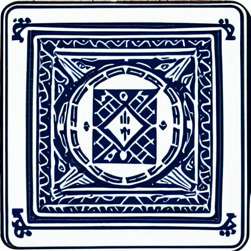 Image similar to playing card back, rider back, square, blue