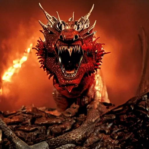 Image similar to a creature from a major horror hollywood movie, dragon in hell