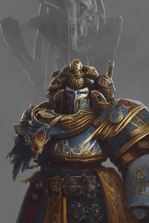 Image similar to armor portrait heros warhammer 4 0 k horus heresy fanart - the primarchs emperor by johannes helgeson animated with vfx concept artist & illustrator global illumination ray tracing hdr fanart arstation zbrush central hardmesh 8 k octane renderer comics stylized