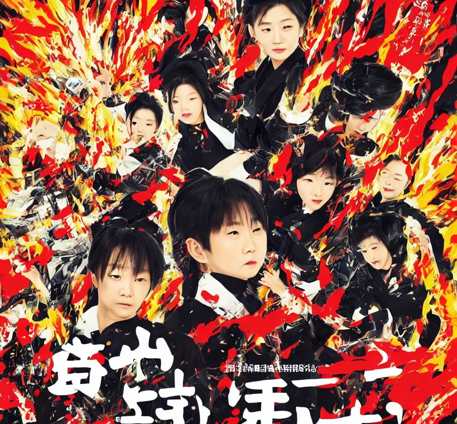 Image similar to genshin impact, film poster, explosion, qiqi