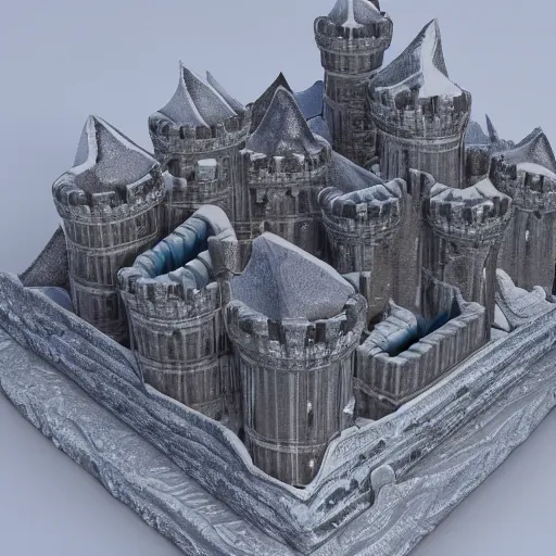 Prompt: A magical castle hovering over the broken Arctic ice sheet blow it, highly detailed, 8k, intricate
