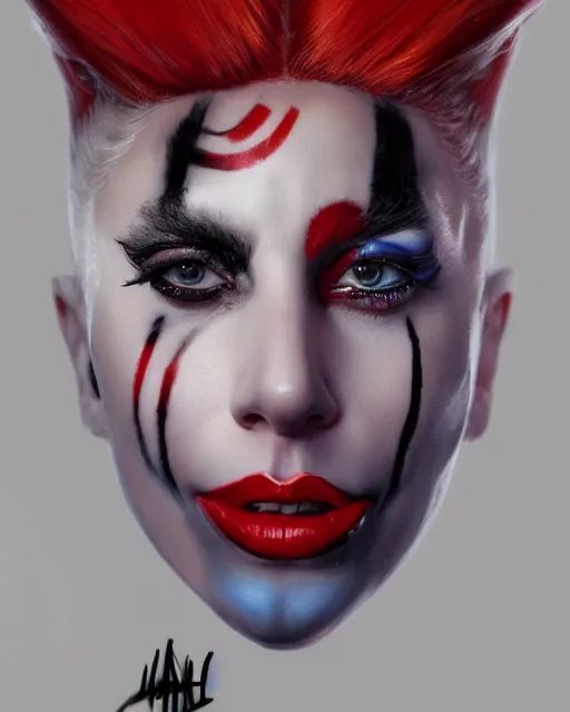 Image similar to 5 5 mm portrait photo of lady gaga as harley quinn. beautiful. magical atmosphere. art by artgerm and greg rutkowski. highly detailed 8 k. intricate. lifelike. soft light. nikon d 8 5 0.