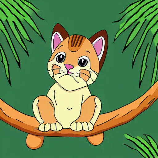 Prompt: cute cartoon baby jaguar in the Mexican jungle, Ghibli, clipart