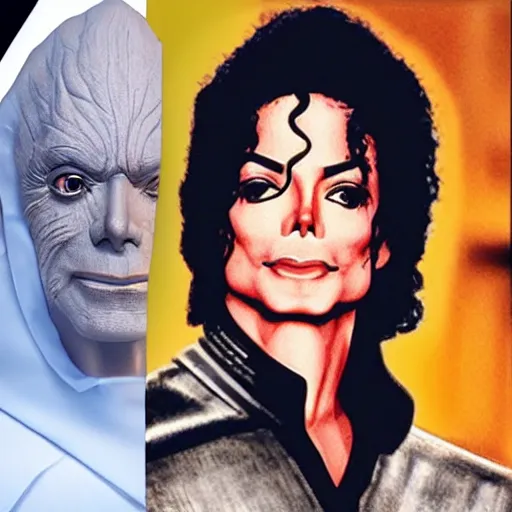 Image similar to michael jackson as emperor palpatine, ultra realistic face and body dimensions