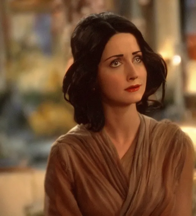 Prompt: beautiful monica from friends in star wars, movie still frame, hd, remastered, cinematic lighting