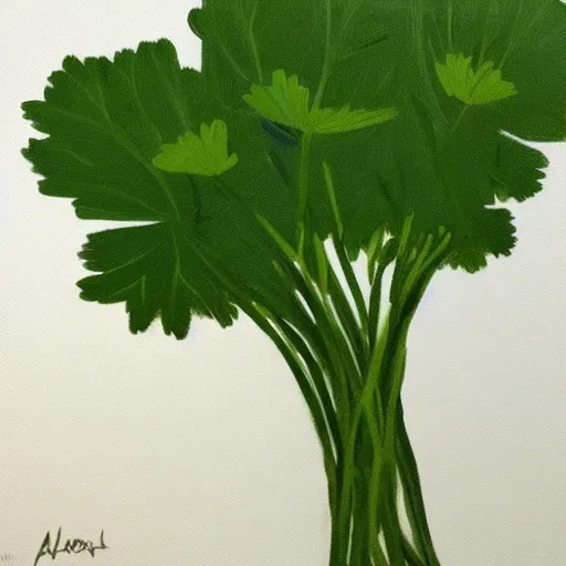 Image similar to parsley painted in the style of Alex Katz