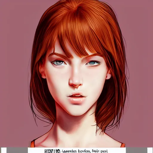 Prompt: a comic portrait of a red haired teenager girl, fine - face, realistic shaded perfect face, freckles, fine details, day setting. realistic shaded lighting poster by eric - anthony johnson and kentaro miura style, trending on art station