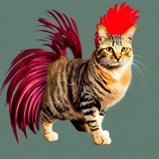 Prompt: a cross between a cat and a rooster