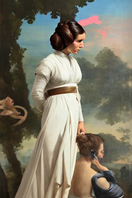 Prompt: Princess Leia is not amused, neoclassical painting