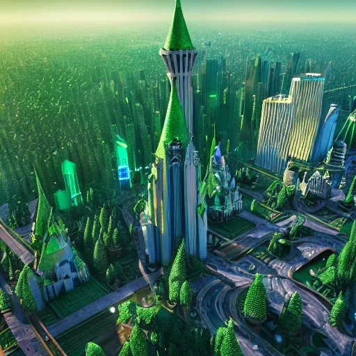 Prompt: in a magical emerald city ,highly detailed, 4k, HDR, award-winning, artstation, octane render