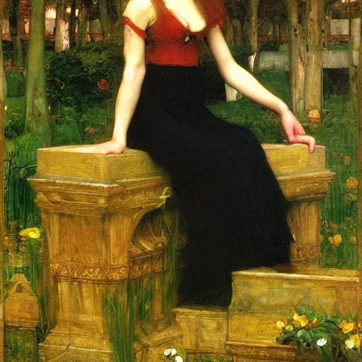 Image similar to john william waterhouse, edward robert hughes