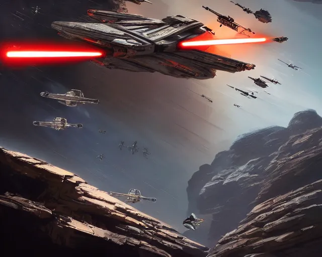 Image similar to effective altruism, x wing battle in canyons, star wars film 1 9 7 0 s, highly detailed, excellent composition, cinematic concept art, dramatic lighting, trending on artstation