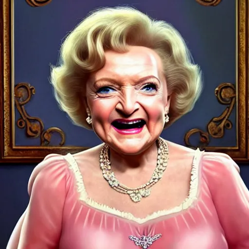 Image similar to betty white as a polished sweaty princess peach : : weta disney pixar movie still photo : : hi - fructose, sci fi, fantasy, decadent highly - detailed digital painting, golden ratio, octane render, artstation, smooth, sharp focus, artgerm, mucha, loish, wlop : :