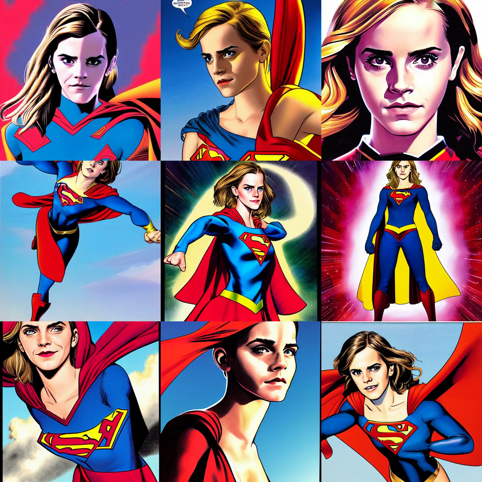 Prompt: Emma Watson as supergirl by brian bolland by alex ross digital painting digital art