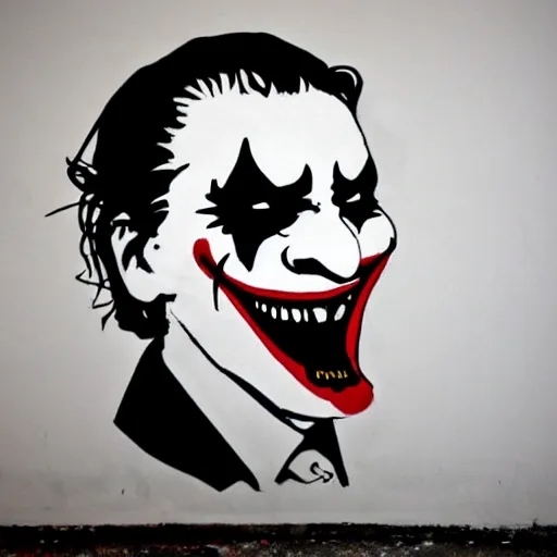 Image similar to joker smile graffiti, anarchy, gotham, crazy, paint brush