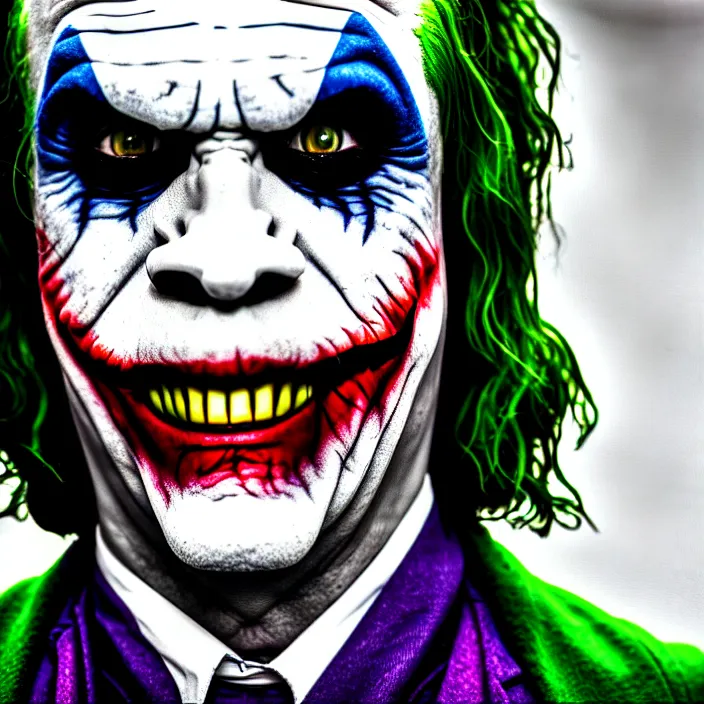 Prompt: photograph of mark hamill as the joker. Extremely detailed. 8k