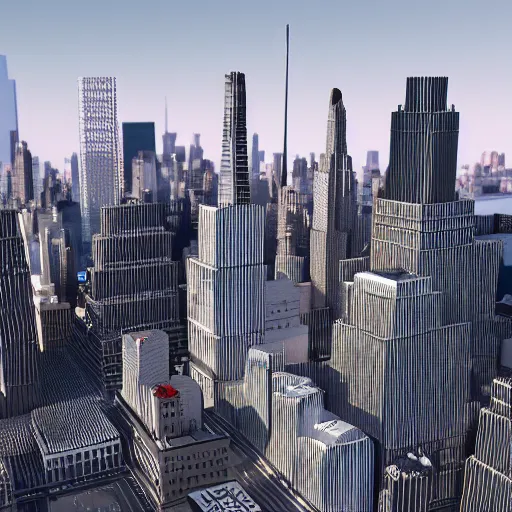 Image similar to miniature 3 d model of new york city skyline, 3 d render, octane render