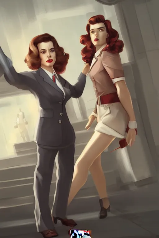 Image similar to Agent carter high quality digital painting in the style of Cushart, Krenz