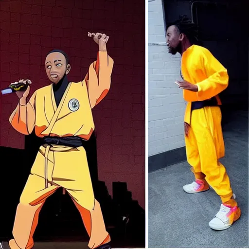 Image similar to Kendrick Lamar wearing a Naruto costume