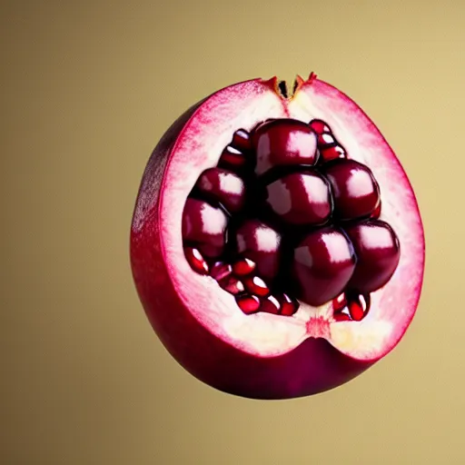 Prompt: cartoon fruit figurine that looks just like michelle obama as a pomegranate, 8 k, fruit eyes, fruit world, beautiful intricate painting, hyper realistic, studio lighting, octane render